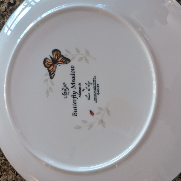 LENOX salad plate Butterfly Meadow Monarch ladybug flower spring Easter scallop - Picture 2 of 6